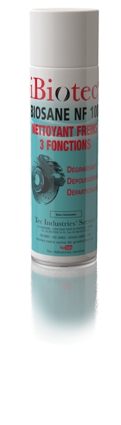 IBIOTEC BIOSANE NF 100 aerosol 650 ML high efficiency brake dust-removing cleaner. Ultra-fast evaporation speed. Guaranteed absence of neurotoxic N. hexane, no acetone, no chlorinated solvents, no aromatics. Prevents premature wear of pads and discs. Brake cleaning spray. Brake cleaning aerosol. Inexpensive brake cleaner. Ibiotec brake cleaner.